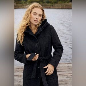 Izzi Collections Charcoal Gray 100% Wool Soft Pea Coat M